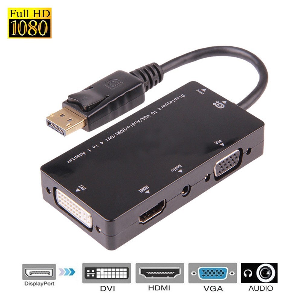 Переходник ORIENT Кабель-адаптер C311, DisplayPort M - HDMI/ DVI-I/ VGA+Audio, длина 0.2 метра, черный (30571)