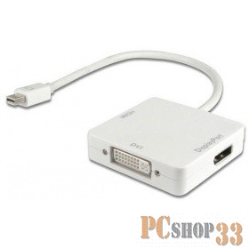 Переходник ORIENT Кабель-адаптер C305, Mini DisplayPort M - HDMI/ DVI-I/ DisplayPort, длина 0.2 метра, белый (30305)