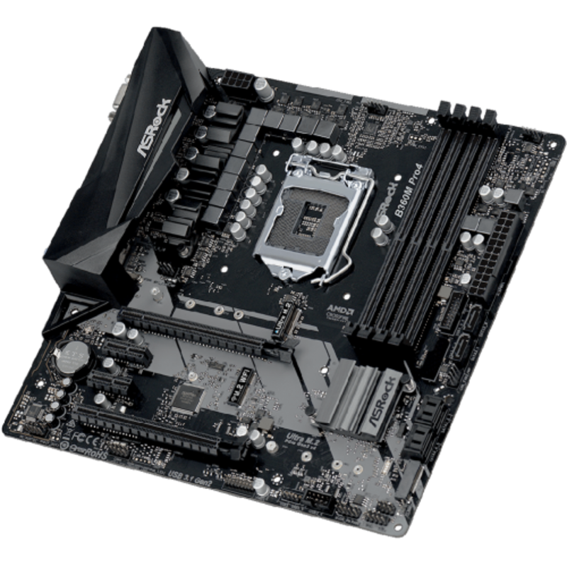 Материнская плата B360M PRO4, Socket 1151, Intel®B360, 4xDDR4-2666, D-SUB+DVI+HDMI, 2xPCI-Ex16, 2xPCI-Ex1, 6xSATA3, 2xM.2, 8 Ch Audio, GLan, (2+4)xUSB2.0, (3+2)xUSB3.1, 1xUSB3.1 Type-C™, 2xPS/2, mATX, RTL {20}