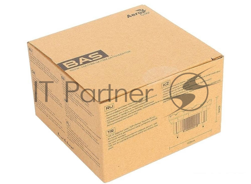 Устройство охлаждения(кулер) Aerocool BAS U-PWM Soc-FM2+/AM2+/AM3+/AM4/1150/11 4-pin 15-26dB Al 110W 361gr Ret