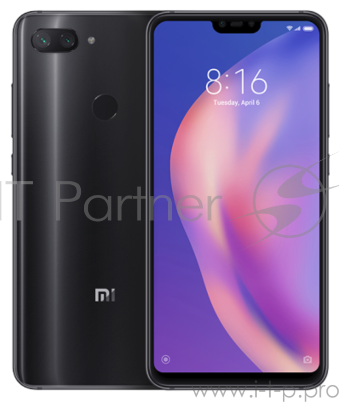 Смартфон Xiaomi Mi 8 Lite Midnight Black (M1808D2TG), 6.26'' 2280x1080, 2.2GHz+1.8GHz, 8 Core, 4GB RAM, 64GB, 12Mpix+5Mpix/24Mpix, 2 Sim, 2G, 3G, LTE, BT v5.0, WiFi 802.11 a/b/g/n/ac, GPS / AGPS, GLONASS, Type-C, 3350mAh, Android 8.0 (Oreo), 169g, 15