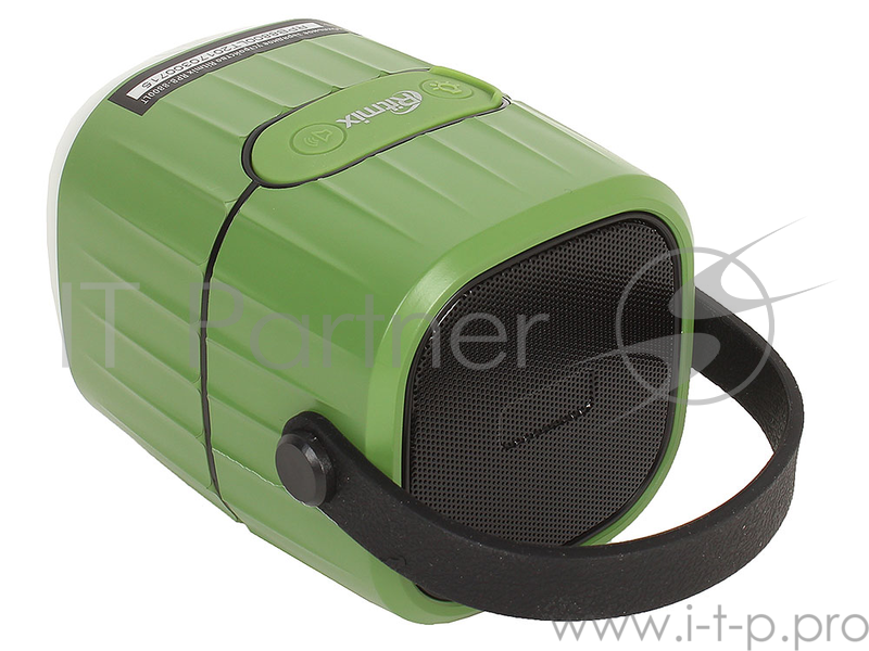 Зарядное устройство RITMIX RPB-8800LT зеленый/черный (POWER BANK + КОЛОНКА + ЛАМПА), питание - литий-ионный аккумулятор, емкость аккумулятора - 8800 мАч, индикатор заряда, защита IP65, функция лампы (3 режима), встроенный спикер (Bluetooth 4.1 / 3 Вт