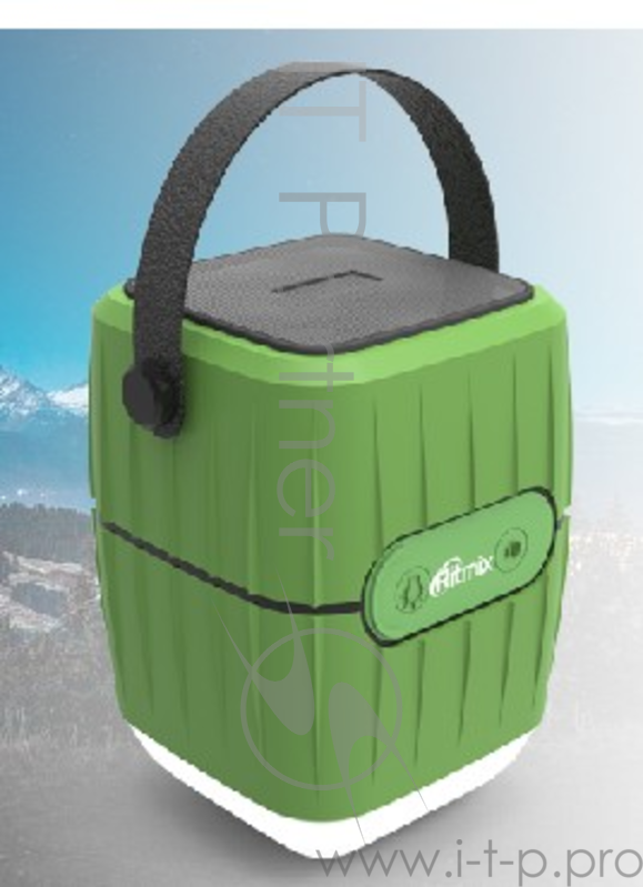 Зарядное устройство RITMIX RPB-8800LT зеленый/черный (POWER BANK + КОЛОНКА + ЛАМПА), питание - литий-ионный аккумулятор, емкость аккумулятора - 8800 мАч, индикатор заряда, защита IP65, функция лампы (3 режима), встроенный спикер (Bluetooth 4.1 / 3 Вт