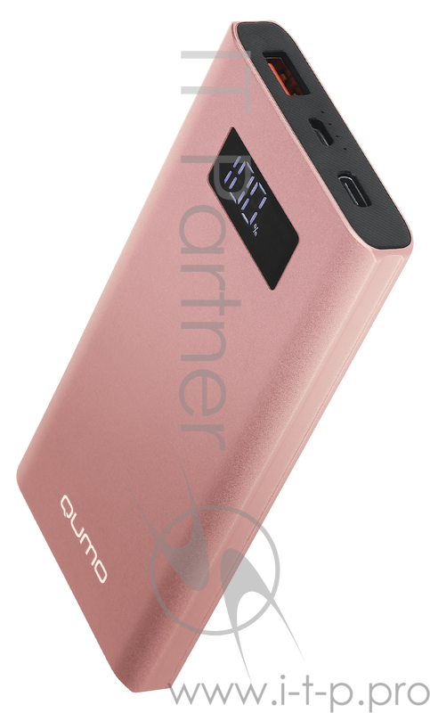 Портативное зарядное устройство Qumo PowerAid P10000 V2 QC/PD, 10000 мА-ч PD18W/QC 3.0&2.0/BC1.2/MTKPE 1&2/FCP, through charge, розовое золото
