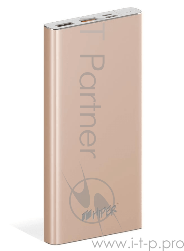Мобильный аккумулятор Hiper MPX10000 Li-Pol 10000mAh 2.4A+3A+3A золотистый 2xUSB
