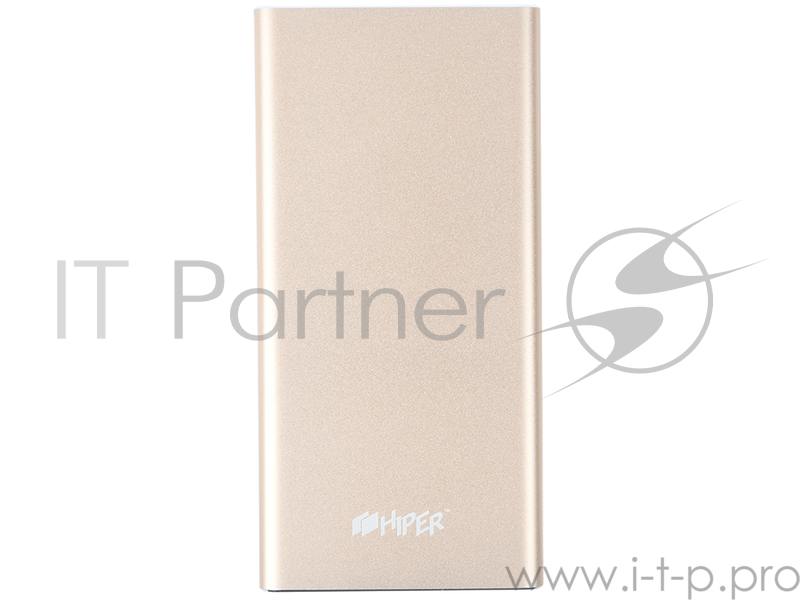 Мобильный аккумулятор Hiper MPX10000 Li-Pol 10000mAh 2.4A+3A+3A золотистый 2xUSB