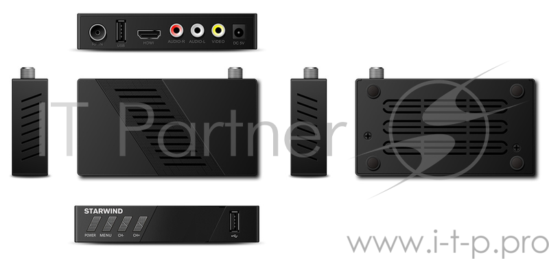 Ресивер DVB-T2 Starwind CT-140 черный