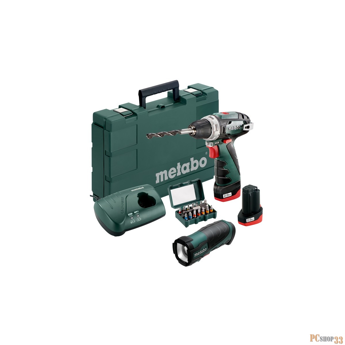 Акк.дрель-шуруповерт Metabo PowerMaxx BS Basic Set 600080930 +2X2Ah Li-ion 10.8B+ЗУ+фонарик+15 бит