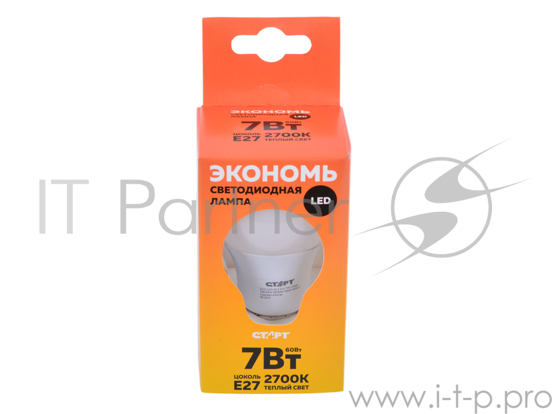 Светодиодные лампы (LED) СТАРТ LEDGLSE27 7W27/30 10/50 теплый