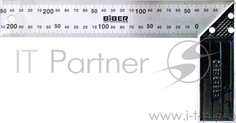 Угольник BIBER 40630 столярный профи 300мм нержавеющая сталь гравировка