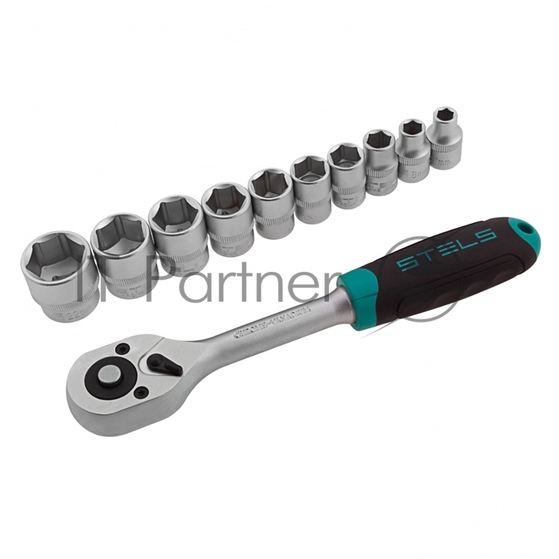 Набор головок STELS 14126 набор торцевых головок 3/8 головки 7 - 22мм с трещот. ключом crv 11пр.