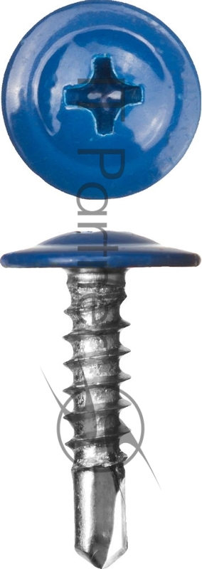 Зубр Саморезы с прессшайбой и сверлом по листовому металлу до 2мм, окрашенные в RAL-5005, PH2, 4,2x16мм, 500шт 300211-42-016-5005