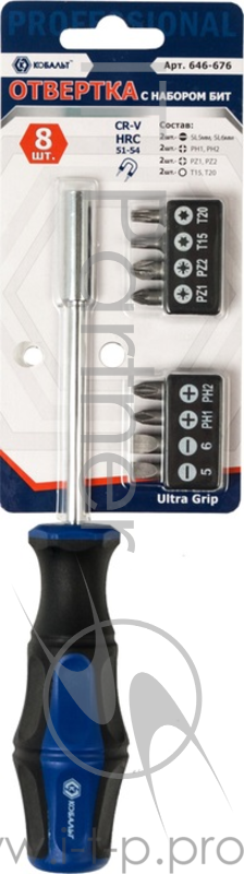 Отвертка КОБАЛЬТ 646-676 с битами cr-v 9шт