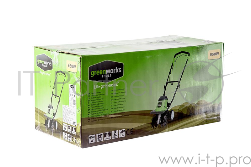 Культиватор электро GREENWORKS 27017 220В 950Вт 20-25см глубина 20см 350об/мин