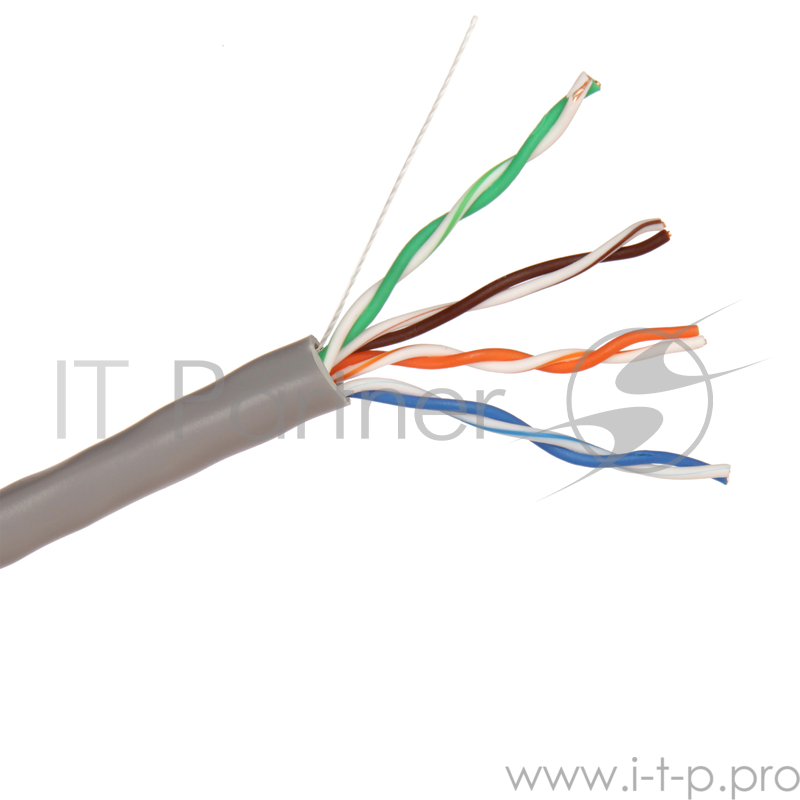 Кабель Exegate EX256748RUS Кабель UTP 4 пары кат.5e Exegate бескислородная медь,24AWG, FLUKE® test pass, бухта 305м, серый, PVC