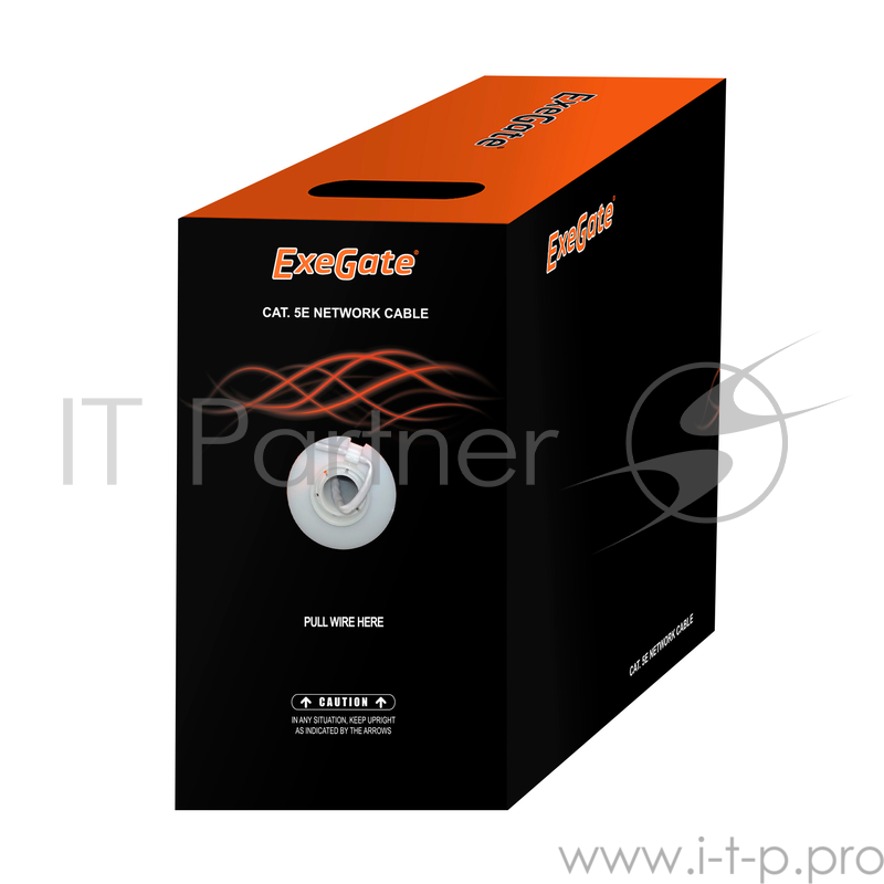 Кабель Exegate EX256748RUS Кабель UTP 4 пары кат.5e Exegate бескислородная медь,24AWG, FLUKE® test pass, бухта 305м, серый, PVC