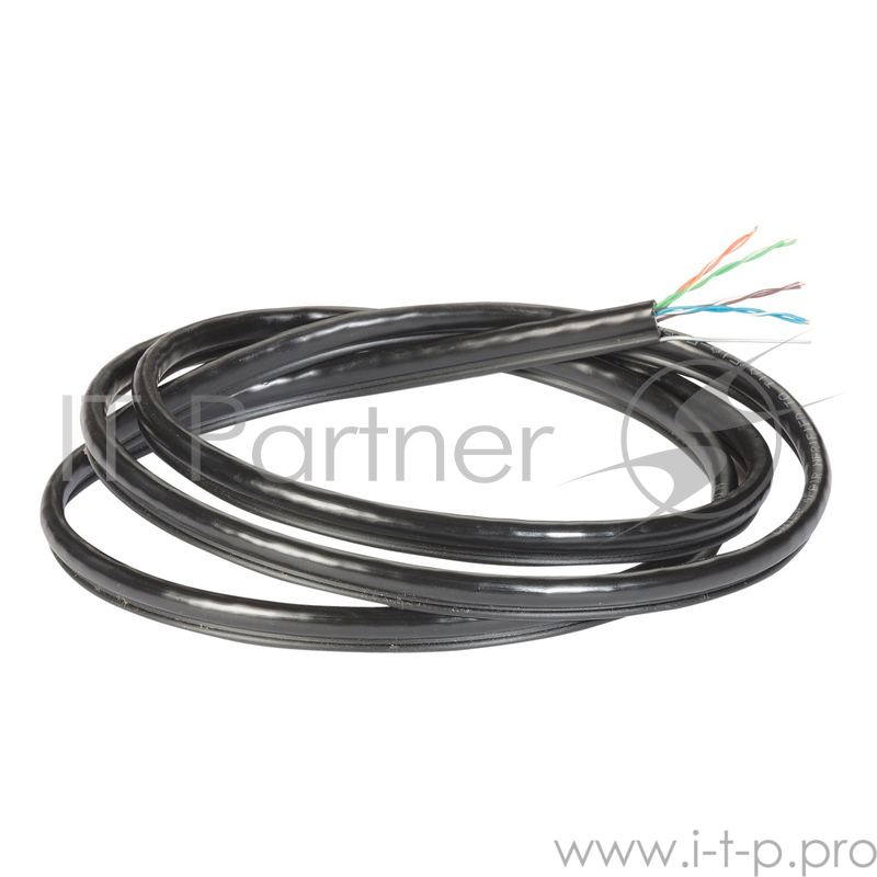 Кабель Exegate EX190974RUS Кабель UTP 4 пары кат.5e Exegate 100% медь, 24AWG, для внешней прокладки, с тросом, 305м, черный PE