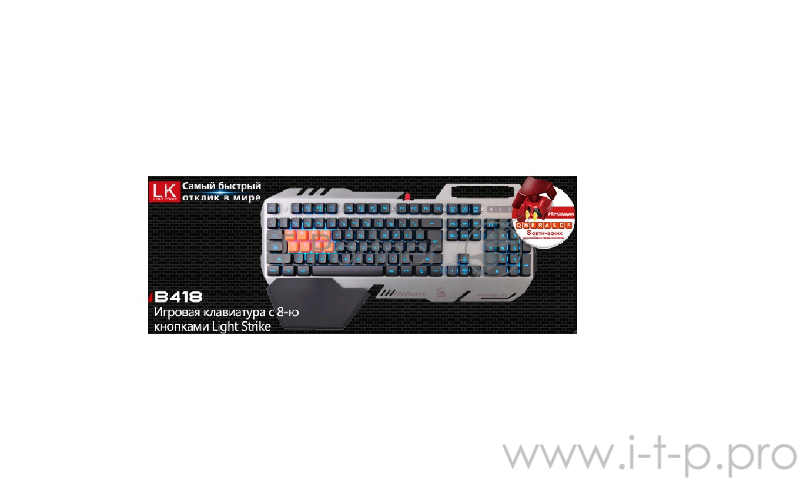 Клавиатура A4 Bloody B328 черный USB Multimedia Gamer LED