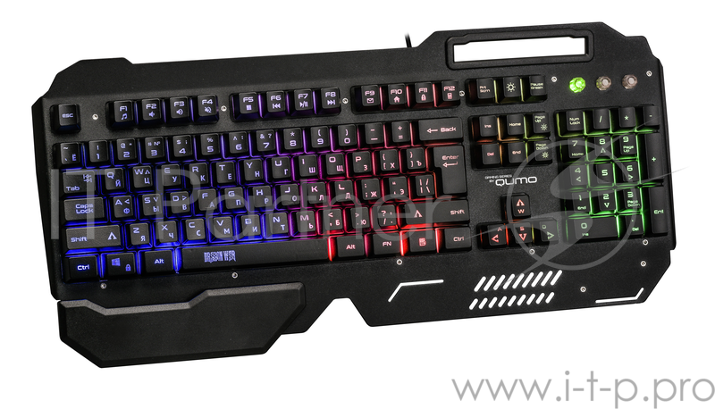Клавиатура Qumo Deathmatch K48, игровая,104 клавиши, металлическая пластина, подсветка радужная