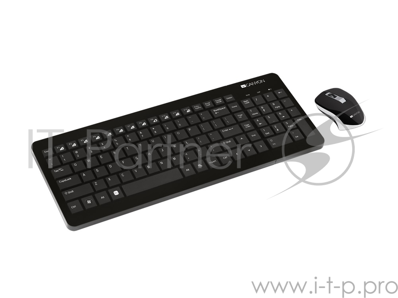Клавиатура + мышь беспроводная Canyon wireless combo-set, (комплект), Черный CNS-HSETW3-RU