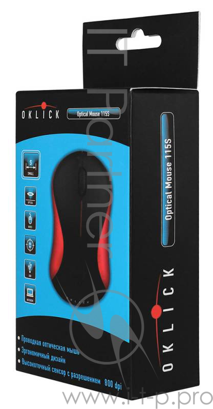 Мышь Oklick 115S for Notebooks Black/Red Optical 1000DPI USB