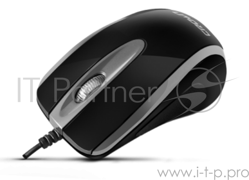 Мышь CROWN CMM-014 (black&silver) ( длина кабеля 1.3м)