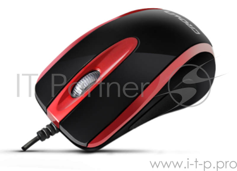 Мышь CROWN CMM-014 (black&red) ( длина кабеля 1.3м)