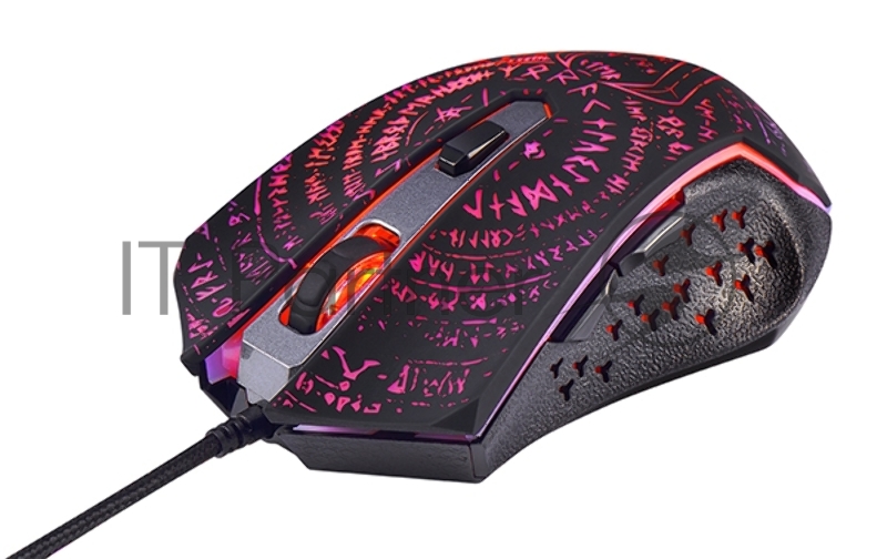 Мышь Qumo Valhalla M35, проводная, оптическая, 6 кнопок, прогр., подсветка 4 цвета 1200/1600/2400/3200 dpi