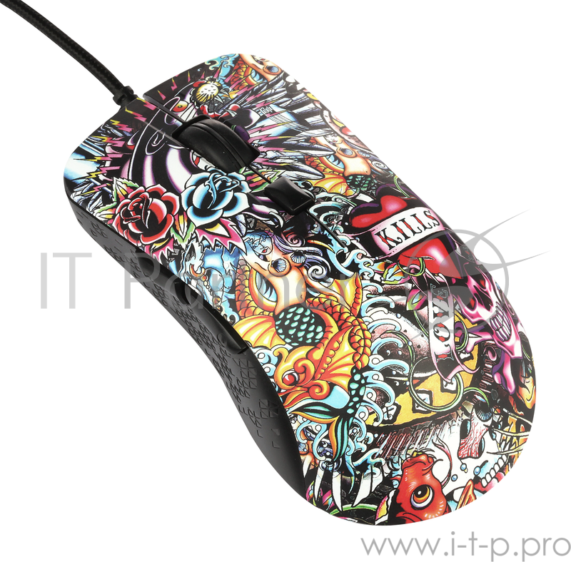 Мышь Qumo Splash M40, проводная, оптическая, 6 кноп., подсв. 7 цв., 1200/1600/2400/3200 dpi, waterprinting