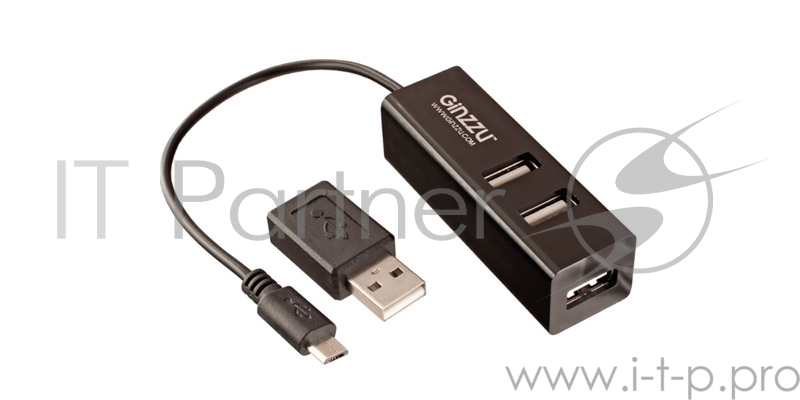 Картридер Ginzzu EXT GR-564UB OTG/PC + HUB 3 port USB 2.0