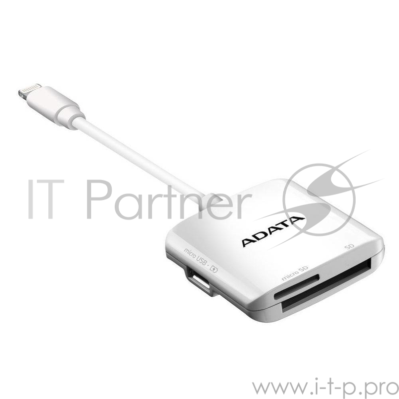 Устройство чтения/записи флеш карт ADATA AI910 MicroSD/SD Lightning Card Reader (для iPhone/iPad), Белый