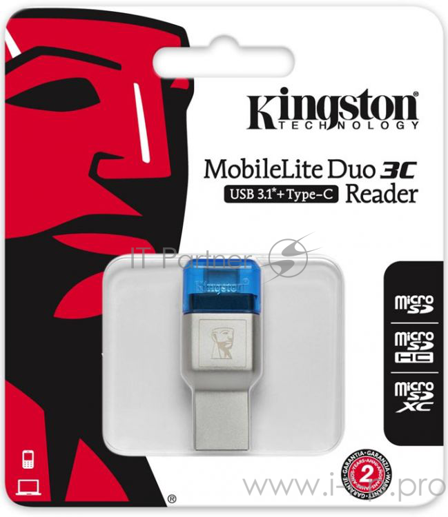 Кардридер Kingston MobileLite Duo 3C, microSD/microSDHC/microSDXC/UH USB Type-C