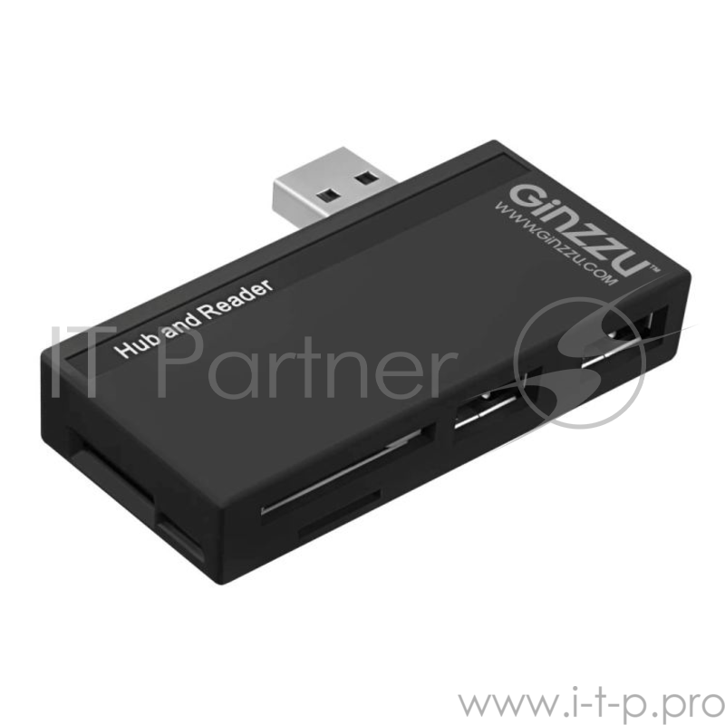 Картридер универсальный Ginzzu GR-561UB USB 2.0, SD/SDXC/SDHC/MMC, 2 слота - microSDXC/SDXC/SDHS + порт USB 3.0 + порт USB 2.0, микроUSB порт для доп.