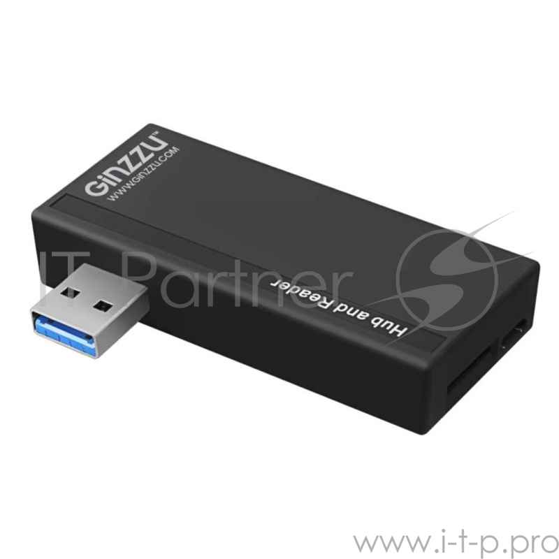 Картридер универсальный Ginzzu GR-561UB USB 2.0, SD/SDXC/SDHC/MMC, 2 слота - microSDXC/SDXC/SDHS + порт USB 3.0 + порт USB 2.0, микроUSB порт для доп.