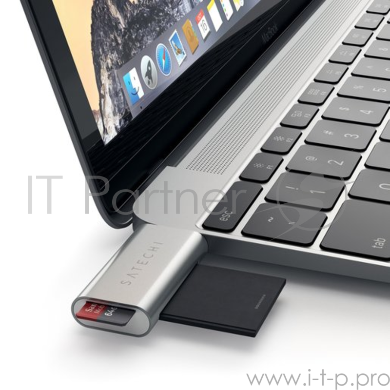 Кардридер Satechi Aluminum Type-C USB 3.0 and Micro/SD. Интерфейс Type-C. Цвет серебряный.