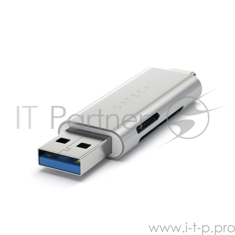 Кардридер Satechi Aluminum Type-C USB 3.0 and Micro/SD. Интерфейсы USB 3.0 и Type-C. Цвет серебряный.