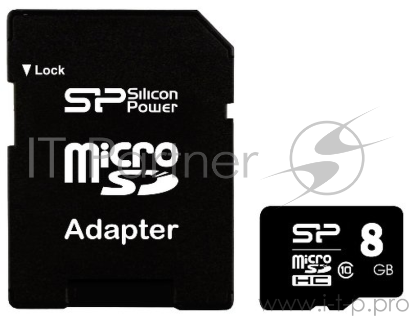 Карта памяти Micro SecureDigital 8Gb Silicon Power SP008GBSTHBU1V10-SP {MicroSDHC Class 10, UHS-I, SD adapter}