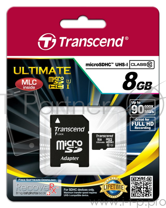 Флеш карта microSDHC 8Gb Class10 Transcend TS8GUSDHC10U1