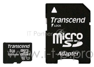 Флеш карта microSDHC 8Gb Class10 Transcend TS8GUSDHC10U1