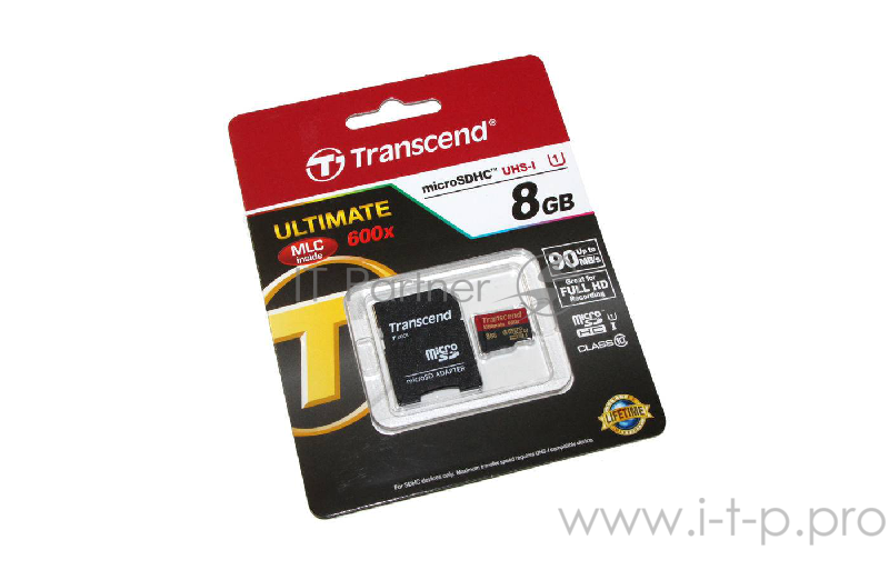 Флеш карта microSDHC 8Gb Class10 Transcend TS8GUSDHC10U1