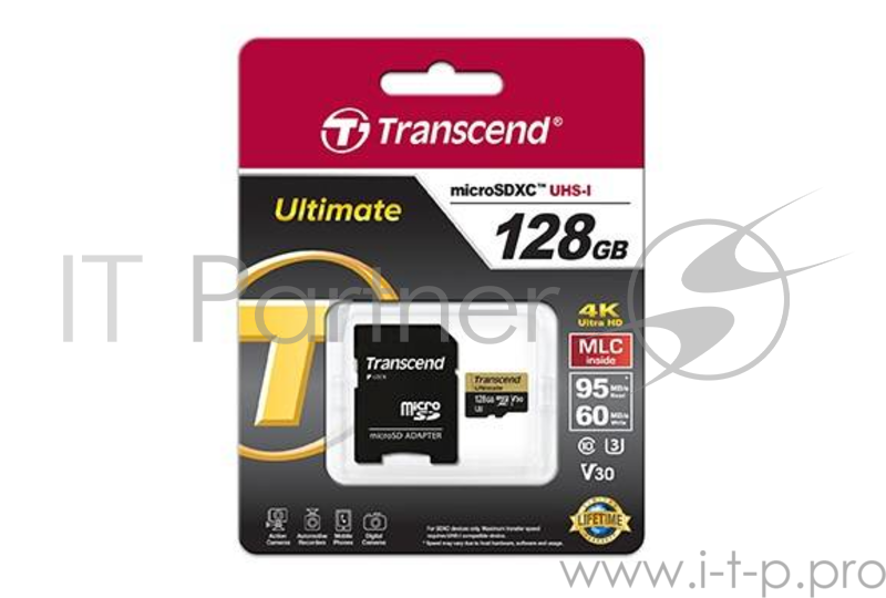 Карта памяти Transcend 128GB microSDHC UHS-I U3, MLC