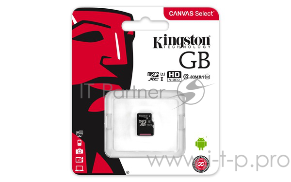 Флеш карта microSD 256GB Kingston microSDXC Class 10 UHS-I U1 Canvas Select 80MB/s