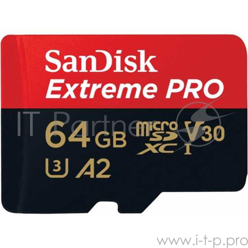 Флеш карта microSD 64GB SanDisk microSDXC Class 10 UHS-I A2 C10 V30 U3 Extreme Pro (SD адаптер) 170MB/s