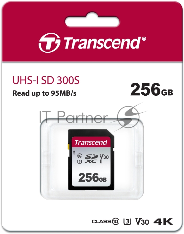 Флеш карта SD 256GB Transcend SDXC Class 10 UHS-I U3, V30, TLC, Silver