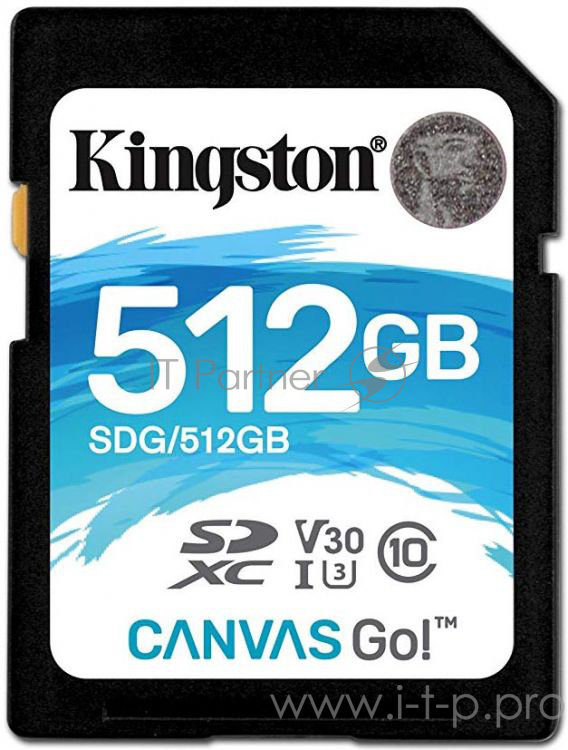 Флеш карта SDHC 512Gb Class10 Kingston <SDG/512GB>, Canvas Go 90R/45W CL10 U3 V30