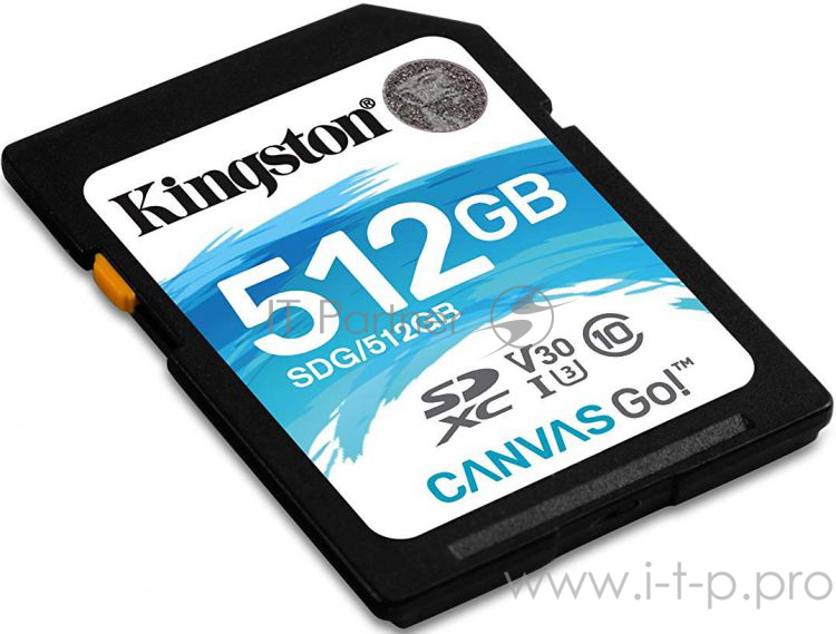 Флеш карта SDHC 512Gb Class10 Kingston <SDG/512GB>, Canvas Go 90R/45W CL10 U3 V30