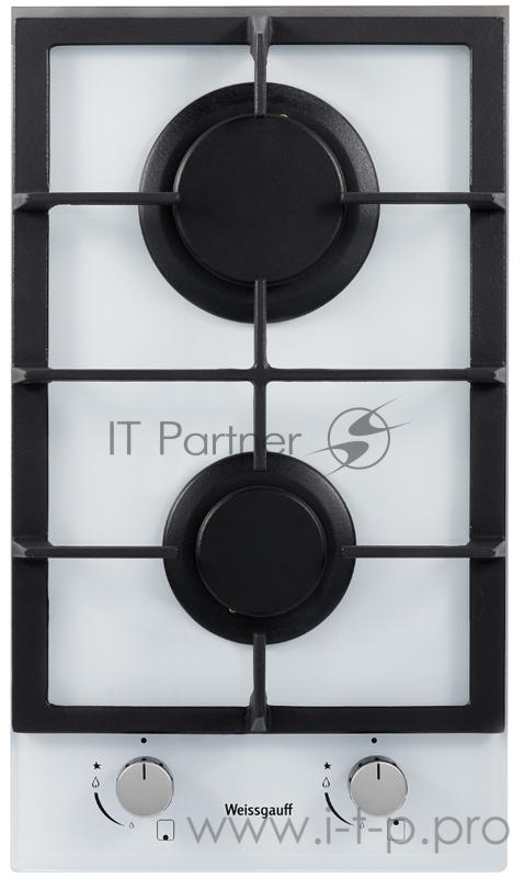 Домино Weissgauff 30 см, газовая, независимая, поверхность из закаленного стекла, автоподжиг, газ-контроль, жиклёры для баллонного газа, чугунная решетка, белая