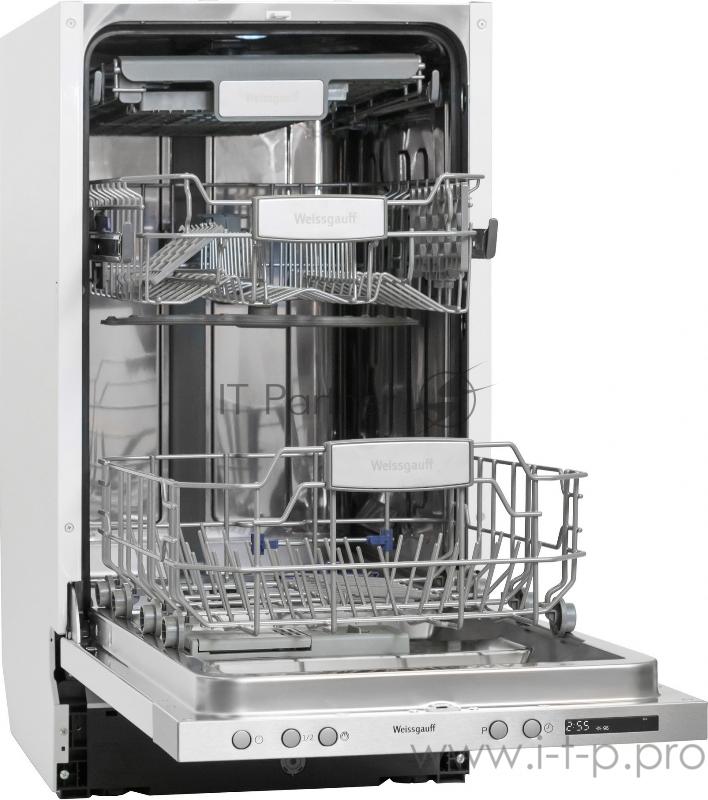 Встраиваемые посудомоечная машина Weissgauff BDW 4140 D, ширина 45 см, 81.5x44.8x55 см, 10 комплектов, 7 программ:Авто, Интенсивная, Нормальная, Экономичная, Стекло, 1Час, Быстрая, электронное управление, LED индикация и большой дисплей, Регулировка