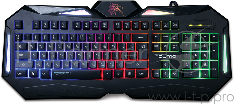 Клавиатура Qumo Spirit, проводная, 104 клавиши, встроенная радужная подсветка.