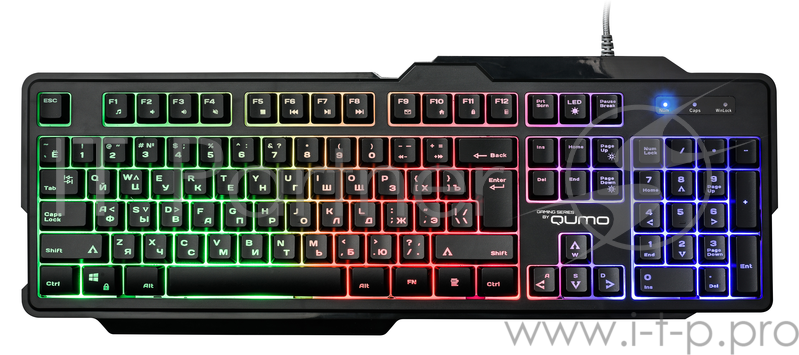 Клавиатура Qumo Cobra K30, проводная, 104 клавиши, подсветка радужная, плетеный кабель